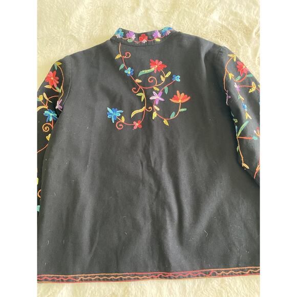 BFA Classics Colorful Embroidery Cotton Button Up Mandarin Collar Jacket Sz M - Picture 9 of 10